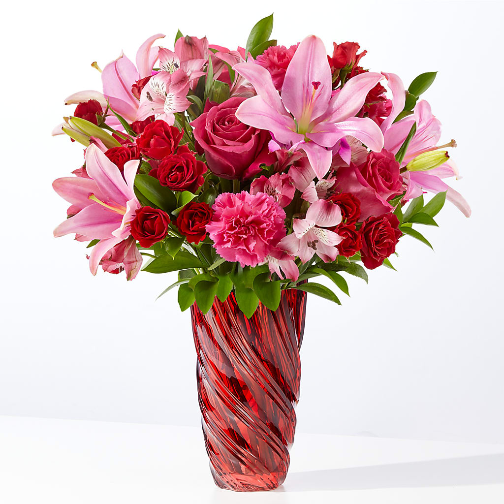 In Love Bouquet with Luxe Swirl Vase – KAY'S FLORAL AFFAIR, Monett MO