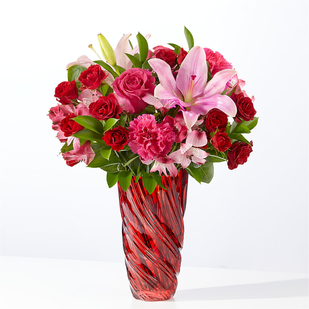 In Love Bouquet with Luxe Swirl Vase – KAY'S FLORAL AFFAIR, Monett MO