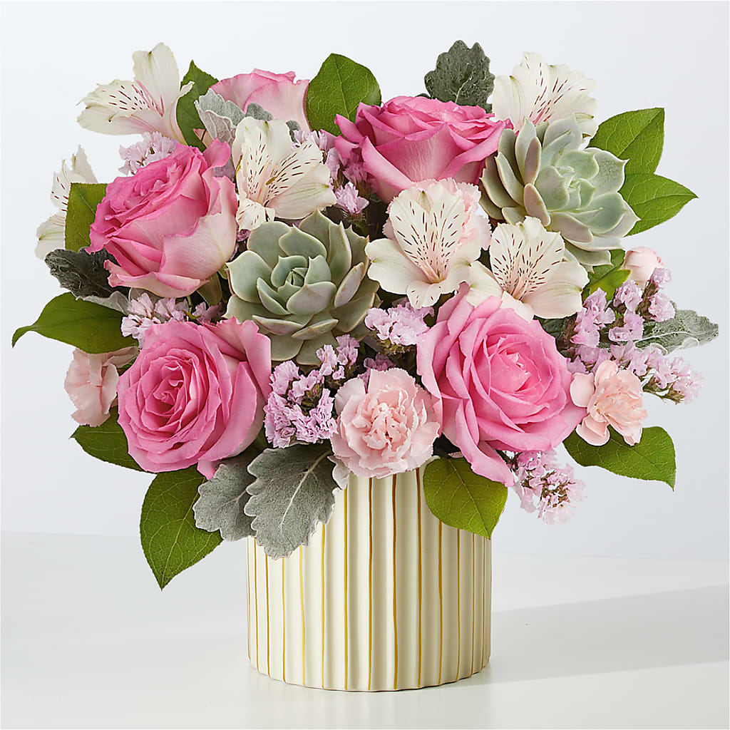 Dusty Rose Bouquet with Ivory Vase – KAY'S FLORAL AFFAIR, Monett MO