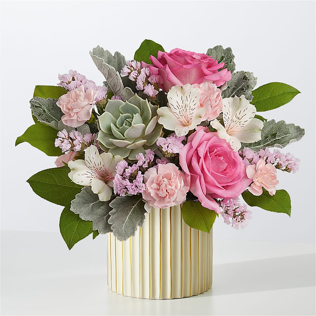 Dusty Rose Bouquet with Ivory Vase – KAY'S FLORAL AFFAIR, Monett MO