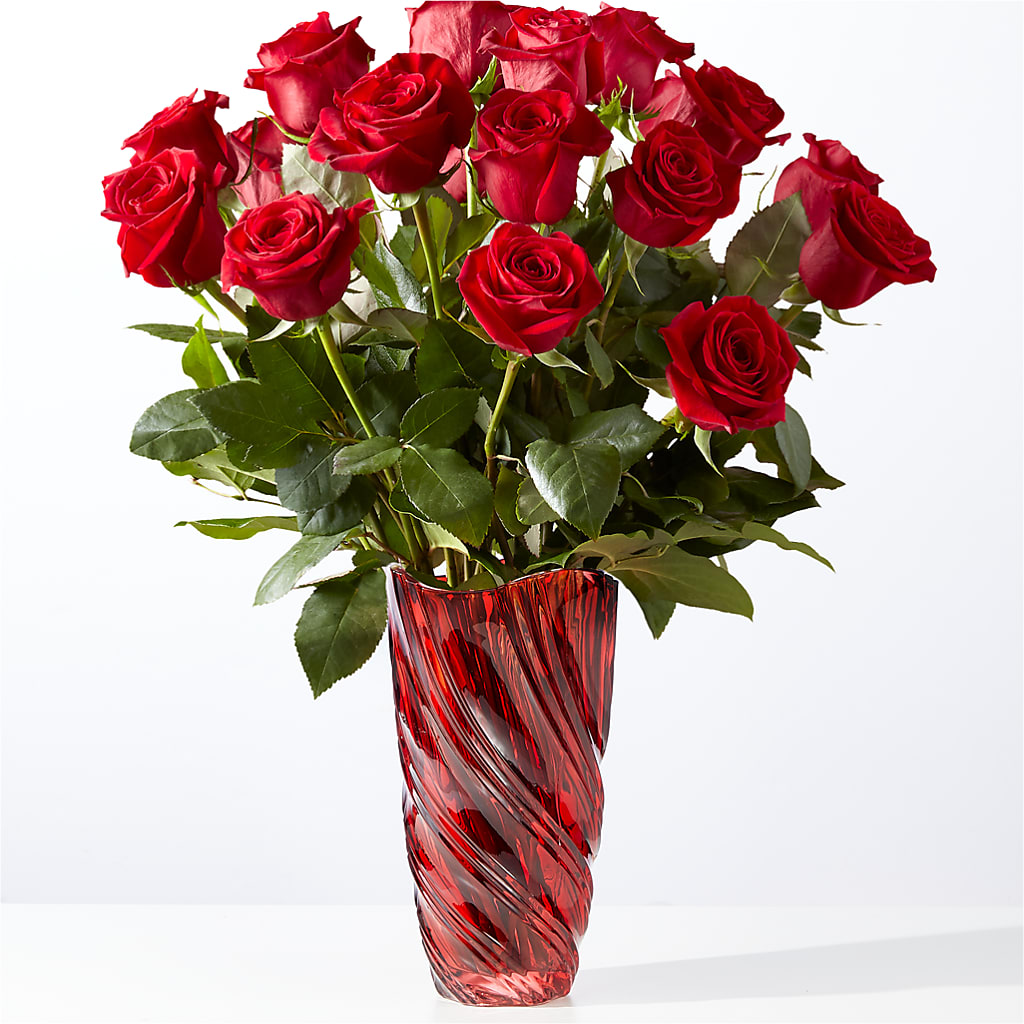 Classic Love Red Rose Bouquet with Luxe Swirl Vase – KAY'S FLORAL AFFAIR, Monett MO