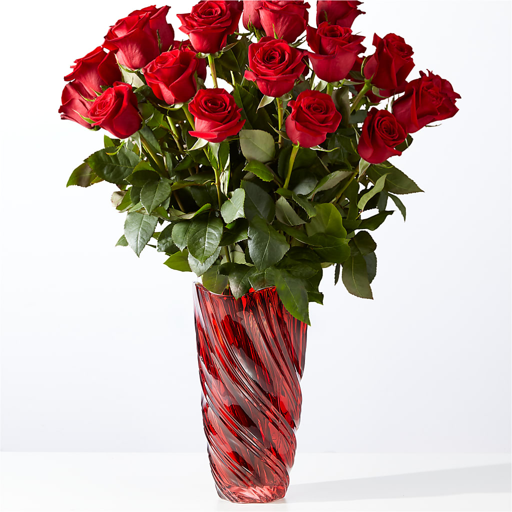 Classic Love Red Rose Bouquet with Luxe Swirl Vase – KAY'S FLORAL AFFAIR, Monett MO