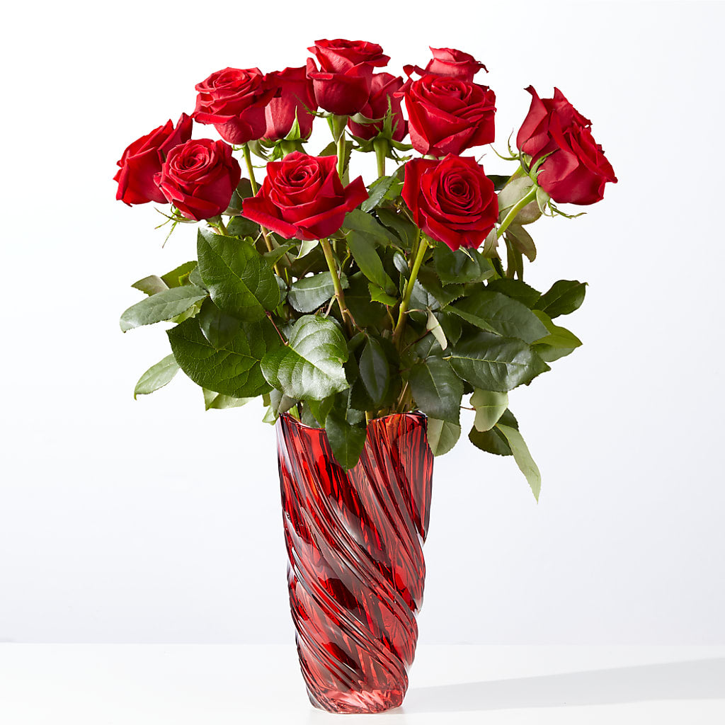 Classic Love Red Rose Bouquet with Luxe Swirl Vase – KAY'S FLORAL AFFAIR, Monett MO