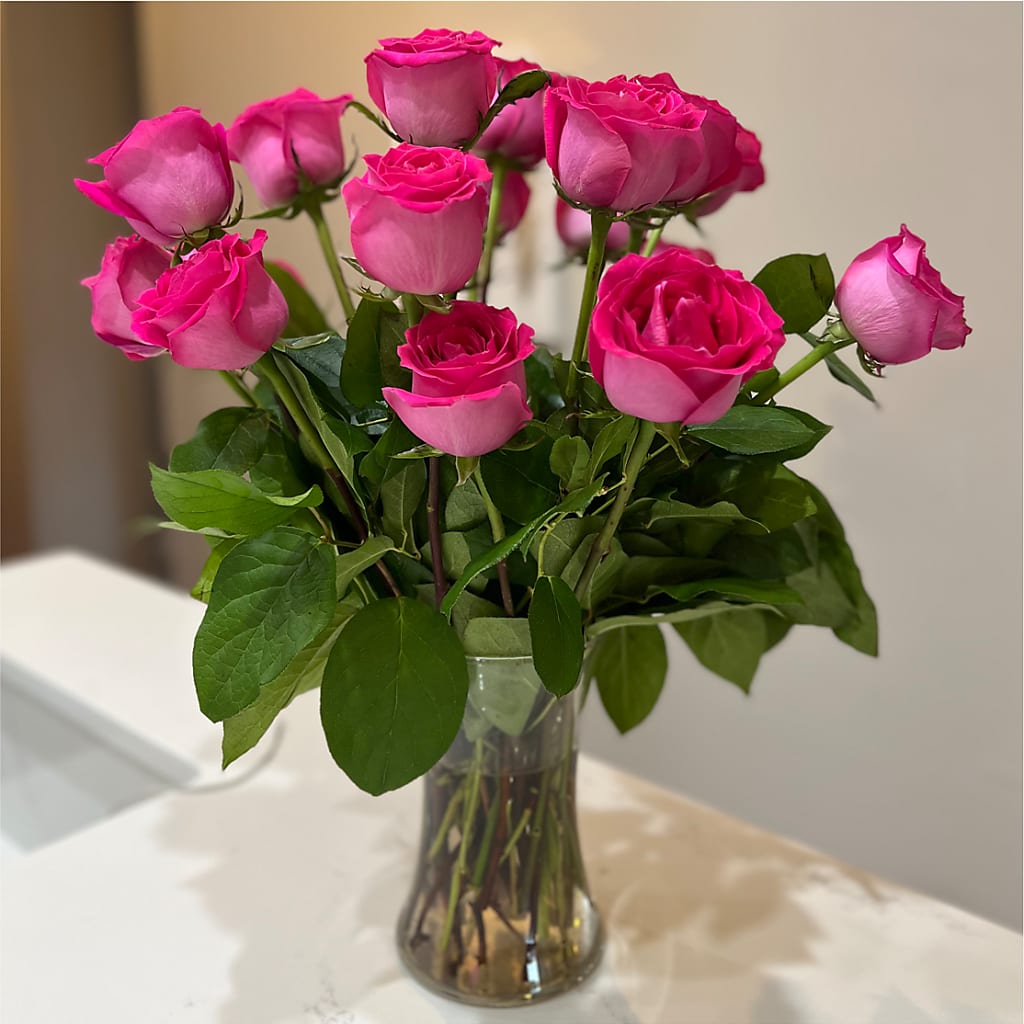 Long Stem Pink Rose Bouquet – KAY'S FLORAL AFFAIR, Monett MO