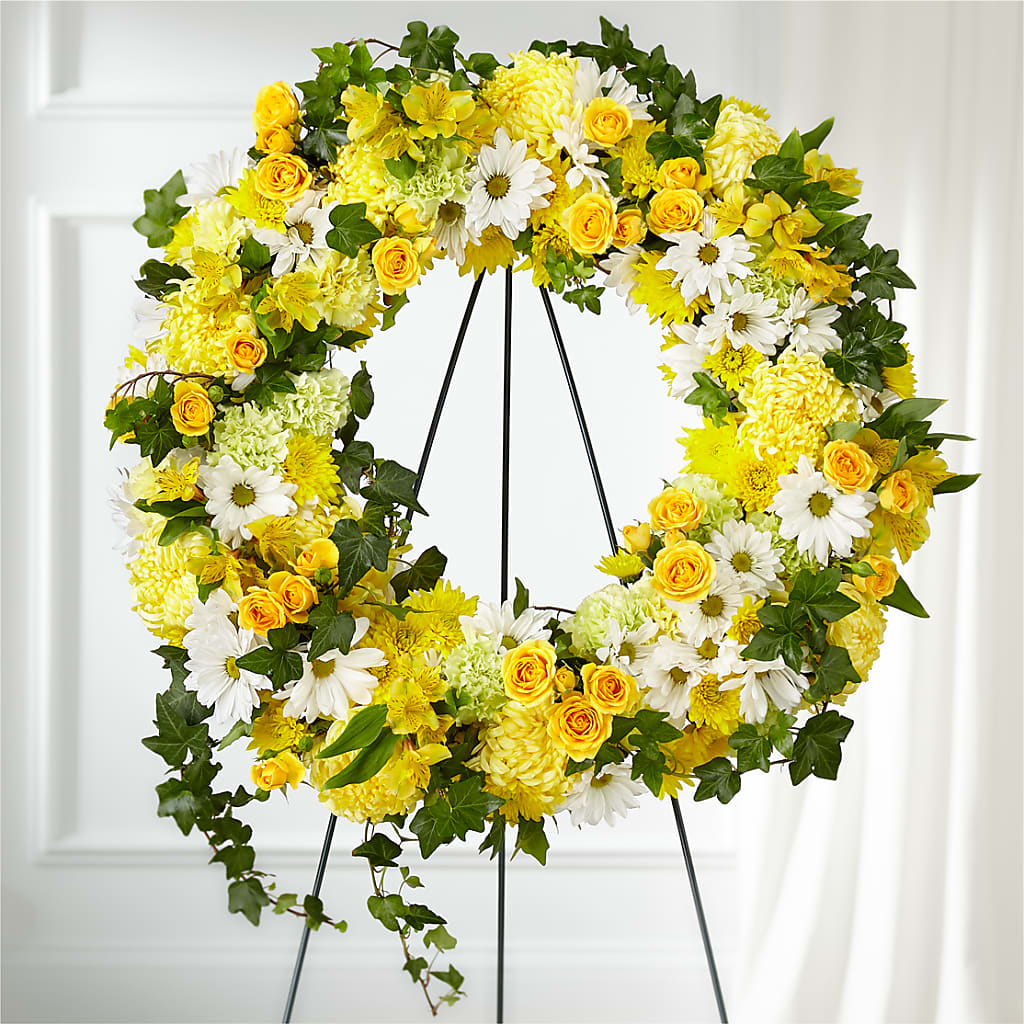 Golden Remembrance Wreath – KAY'S FLORAL AFFAIR, Monett MO