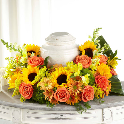 Faithful Sunflower Cremation Adornment – KAY'S FLORAL AFFAIR, Monett MO