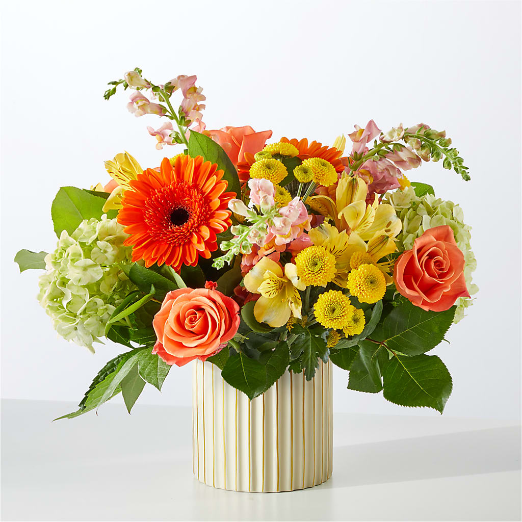Autumn Sunshine Bouquet with Ivory Vase – KAY'S FLORAL AFFAIR, Monett MO