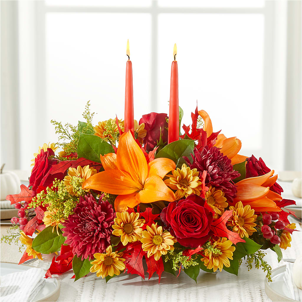 Autumn's Embrace Centerpiece – KAY'S FLORAL AFFAIR, Monett MO