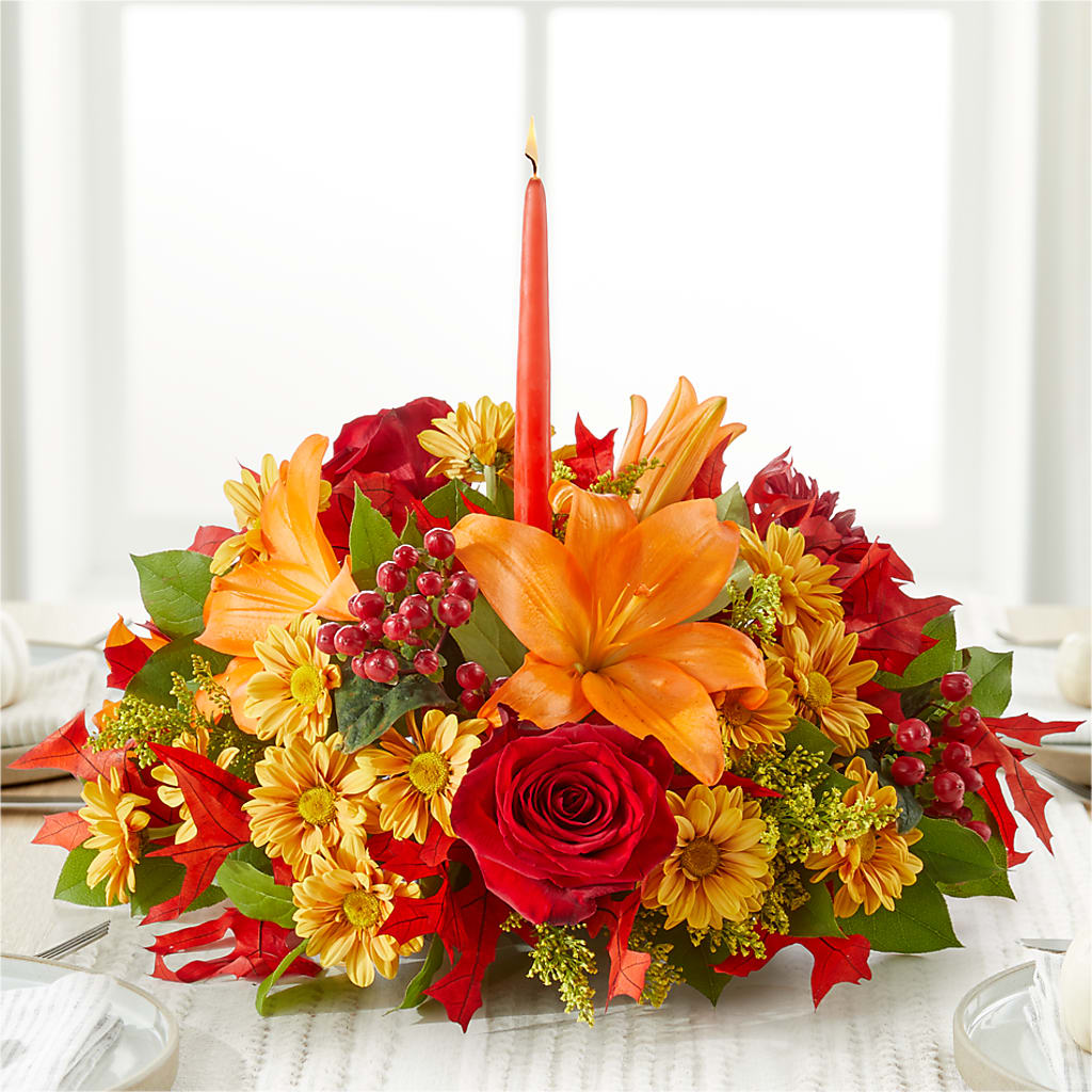Autumn's Embrace Centerpiece – KAY'S FLORAL AFFAIR, Monett MO